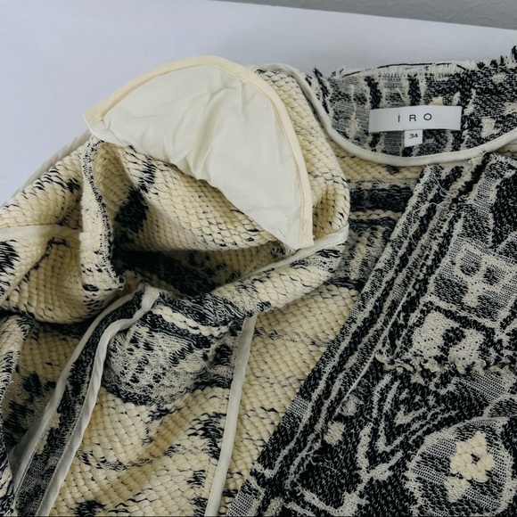 IRO Black white blazer jacket Dickey skuba snake geometrical cotton wool tweed - Picture 14 of 15